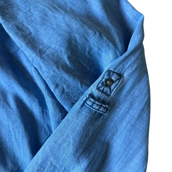 CAFÉ MARRAKESH lightweight denim snap front shirt size Large - Picture 6 of 6